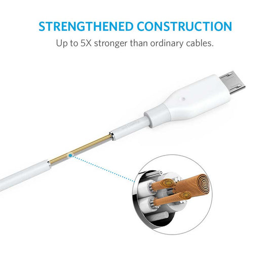Buy Anker PowerLine Micro USB Cable 6ft - White from Vmart in Pakistan