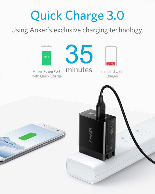 Buy Anker PowerPort+ 1 &amp; Micro Cable Quick Charger 3.0 from Vmart in Pakistan