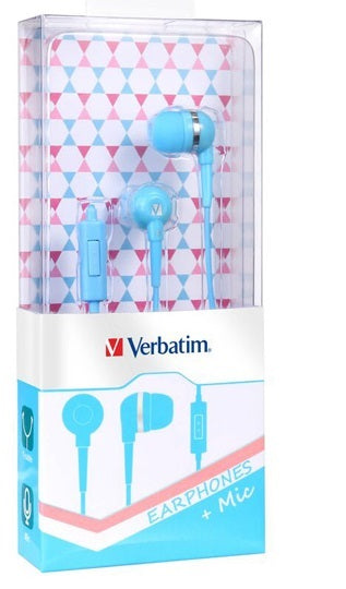 Verbatim Earphones with Mic (Blue)