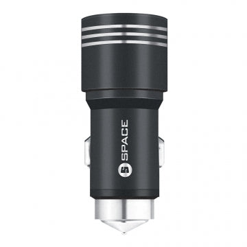 Buy Space Dual USB Port 3.4A Metal Car Charger CC-155 - Black from Vmart in Pakistan