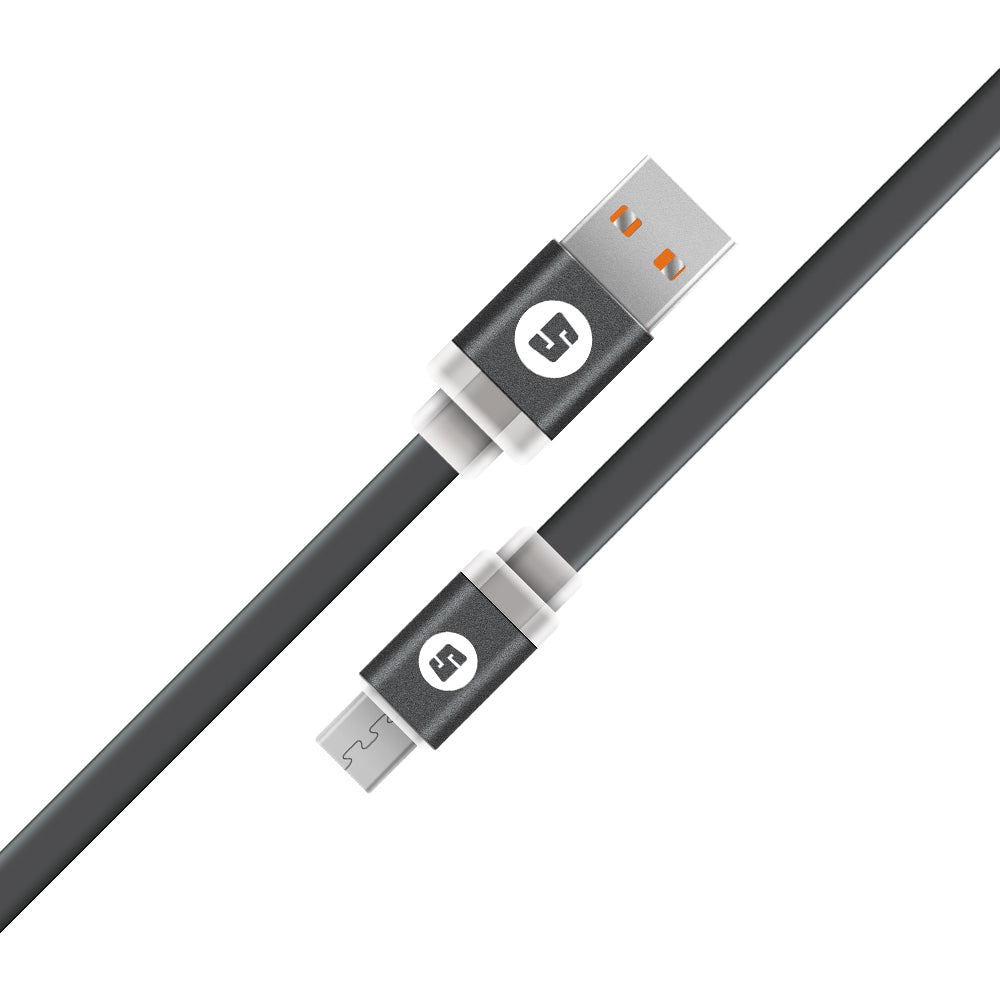 Space Micro-USB to USB 200cm Noodle Cable - Black