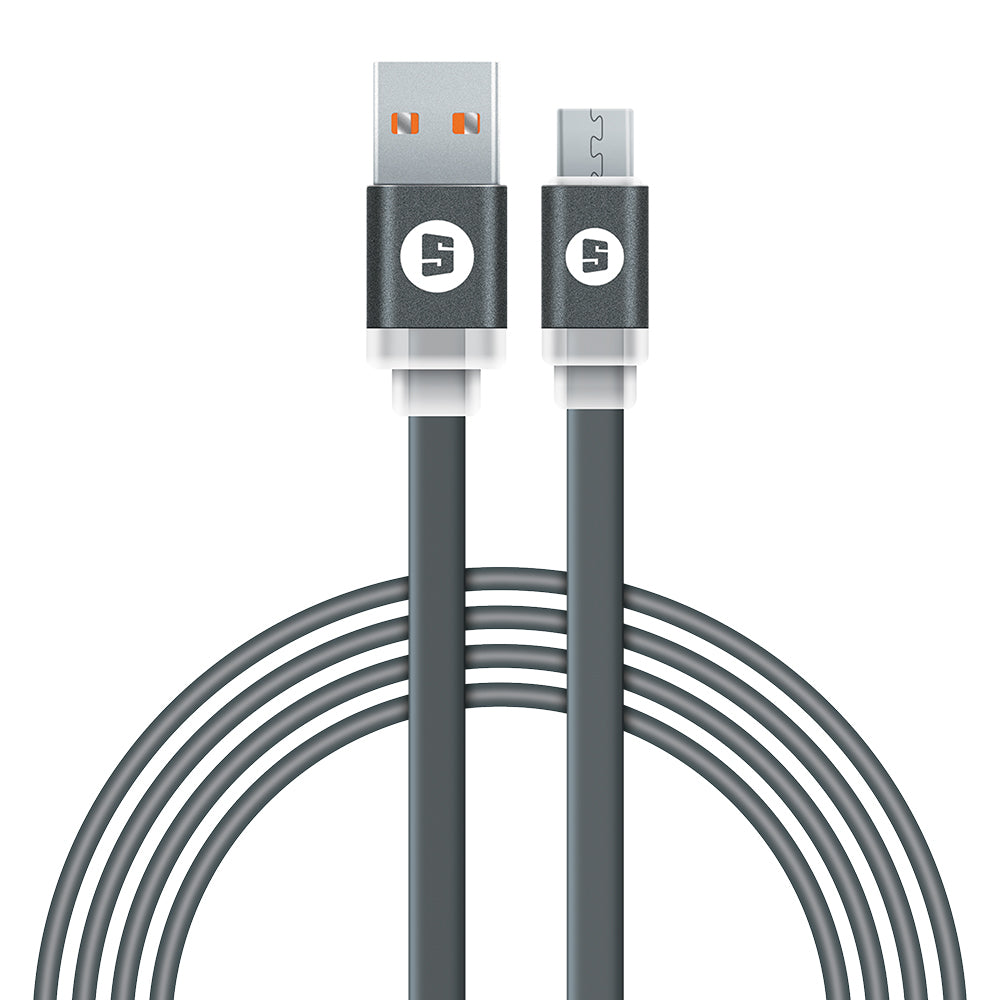 Space Micro-USB to USB 200cm Noodle Cable - Black