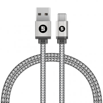 Space Micro-USB to USB 100cm 2.4A Braided Cable - Silver