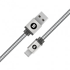 Space Micro-USB to USB 100cm 2.4A Braided Cable - Silver