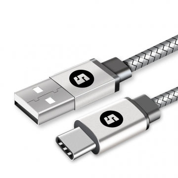 Space Micro-USB to USB 100cm 2.4A Braided Cable - Silver