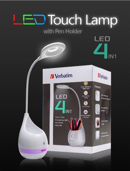 Verbatim Touch Lamp with Pen Holder Smart LED 4in1 Stand