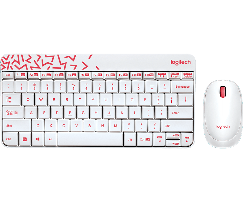 Buy Logitech Wireless Mouse &amp; Keyboard Combo MK240 - White/Vivid Red from Vmart in Pakistan