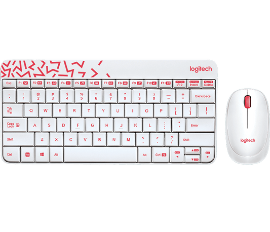 Buy Logitech Wireless Mouse &amp; Keyboard Combo MK240 - White/Vivid Red from Vmart in Pakistan