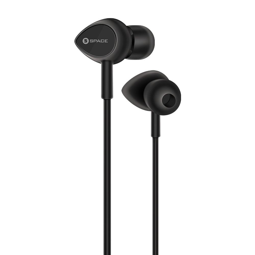 Space PEBBLE XS Bass Earphones - Black