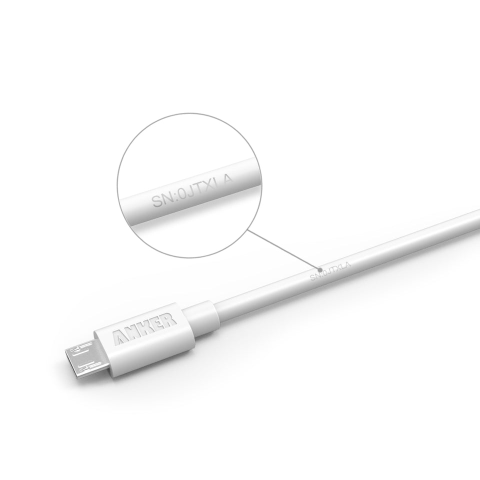 Anker PowerDrive 2 Ports With 3ft Micro USB Cable - White