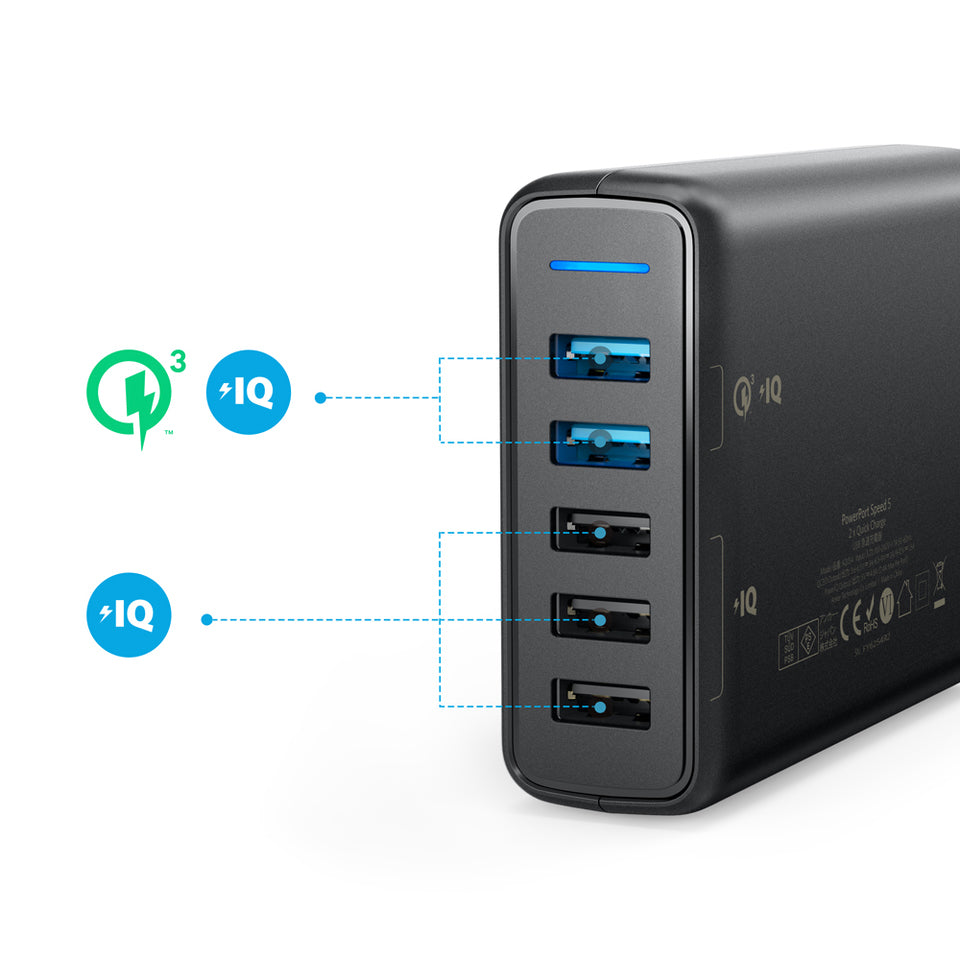 Anker PowerPort Speed 5 Ports 63W Portable Charger