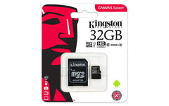 Kingston SDCS Canvas Select Class10 microSD Memory Card - 32GB With Adapter