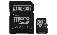 Kingston SDCS Canvas Select Class10 microSD Memory Card - 64GB With Adapter