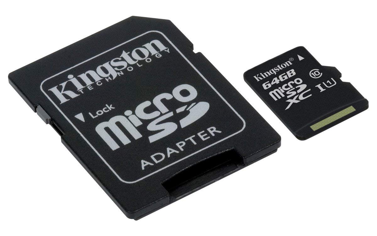 Kingston SDCS Canvas Select Class10 microSD Memory Card - 64GB With Adapter