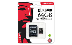 Kingston SDCS Canvas Select Class10 microSD Memory Card - 64GB With Adapter