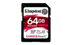 Kingston SDR Canvas React Class10 Memory Card - 64GB