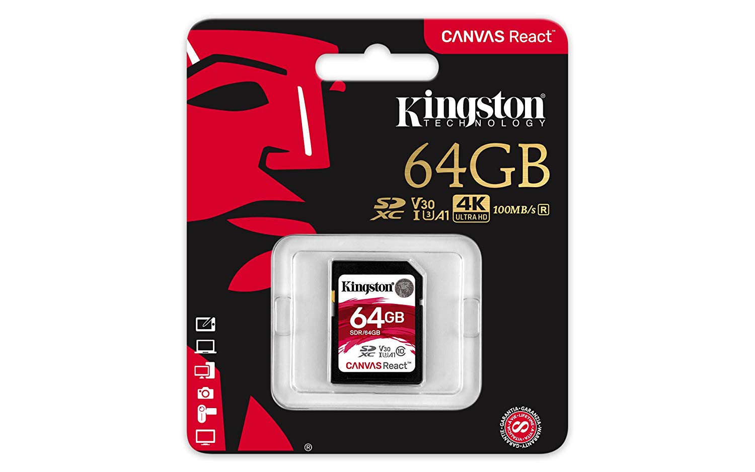 Kingston SDR Canvas React Class10 Memory Card - 64GB