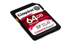 Kingston SDR Canvas React Class10 Memory Card - 64GB