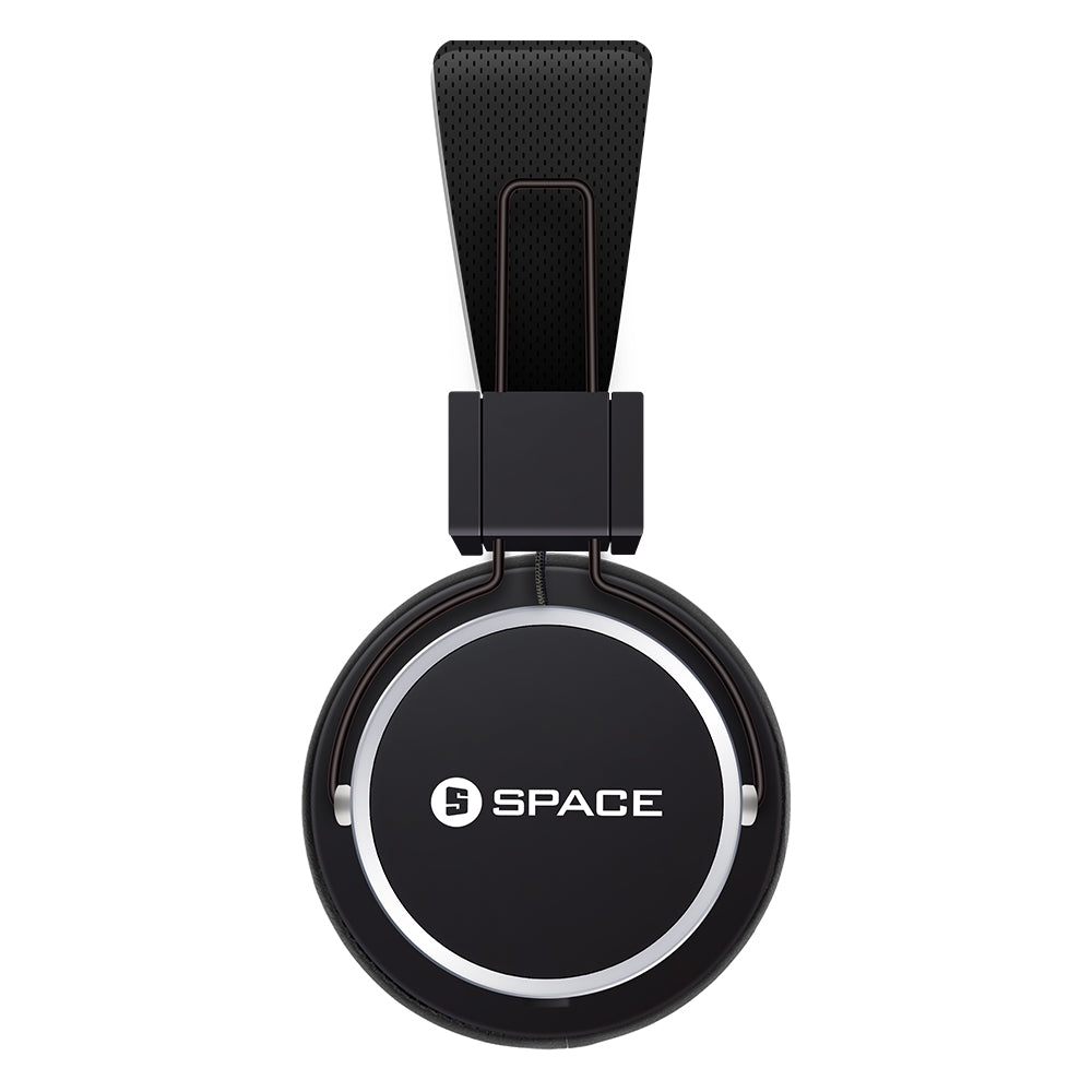 Space Solo On-Ear In-Line Mic Wired Headphones - Black