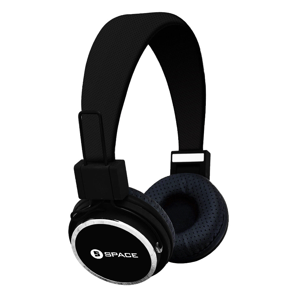 Space Solo On-Ear In-Line Mic Wired Headphones - Black