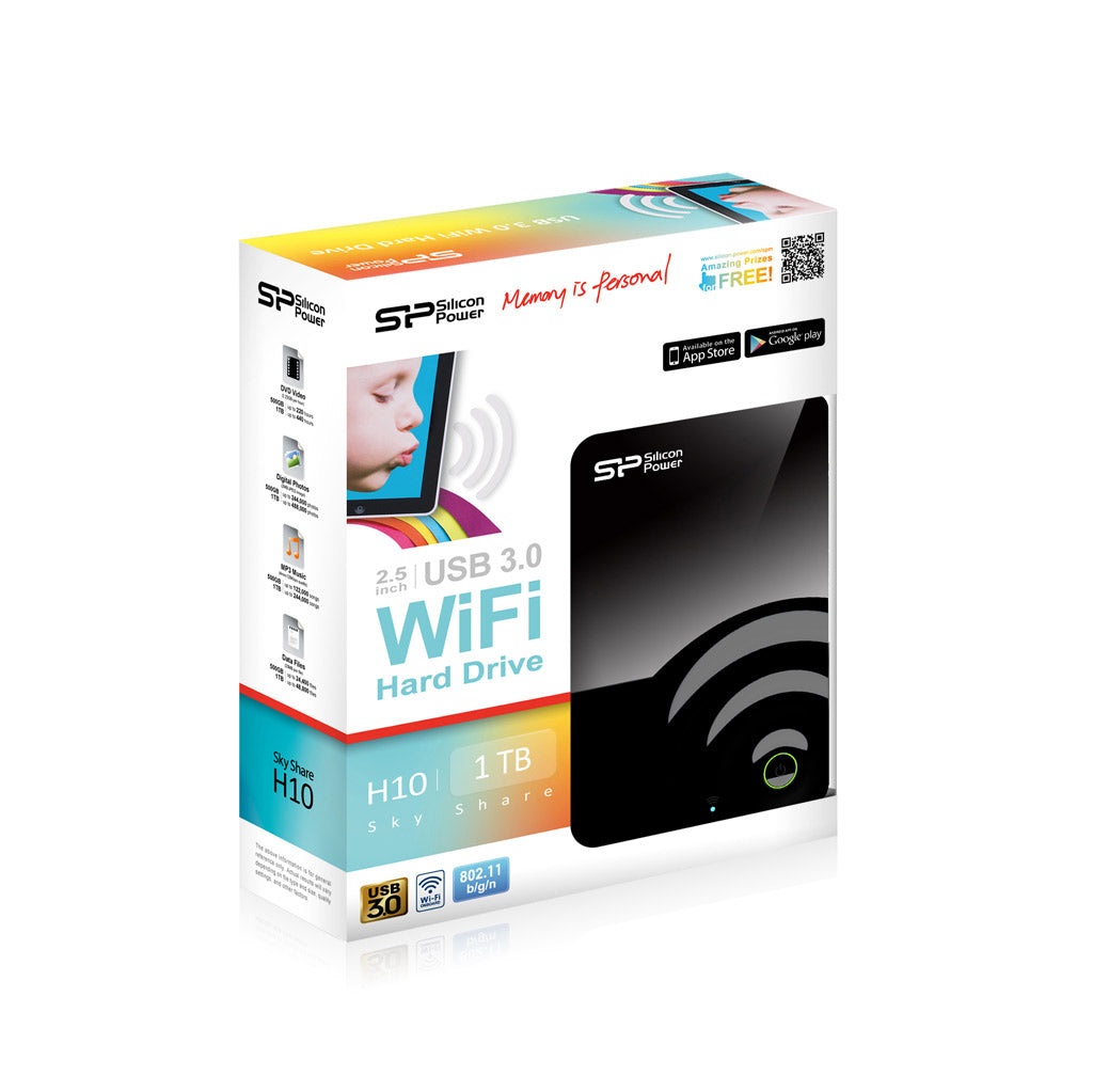 Silicon Power 1TB Wifi H10 USB 3.0 Wifi Hard Drive