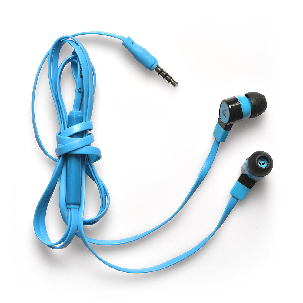 Travel Blue Earphones with Microphone and Volume Control