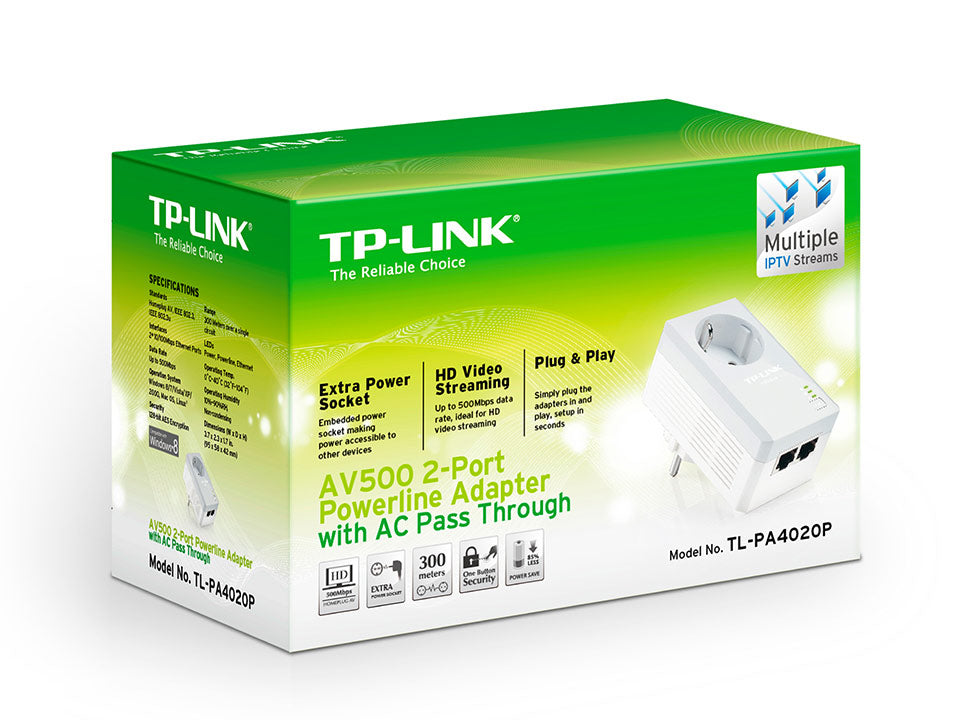 TP-Link TL-PA4010P AV500 Powerline Adapter with AC Pass Through