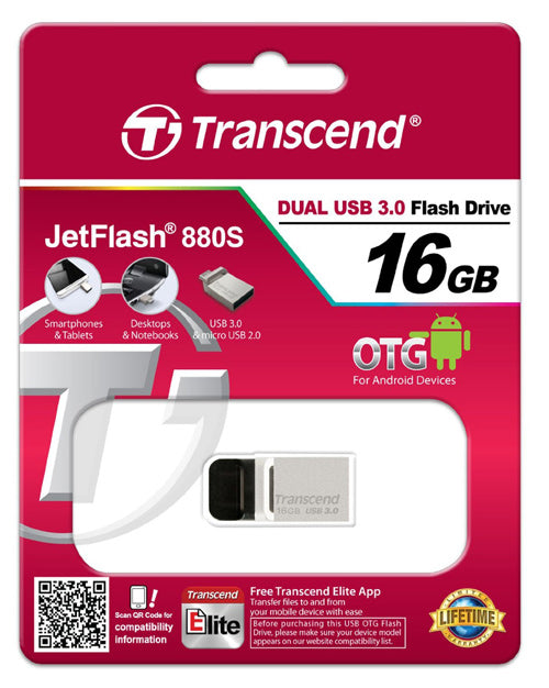 Transcend 16GB JetFlash 880 USB 3.0 OTG Flash Drive