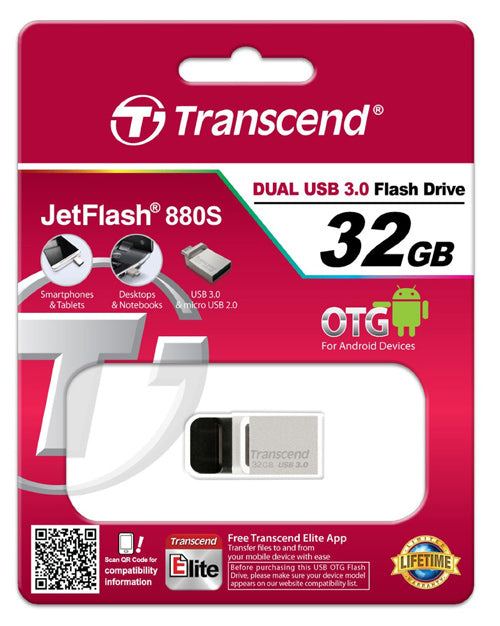 Transcend 32GB JetFlash 880 USB 3.0 OTG Flash Drive