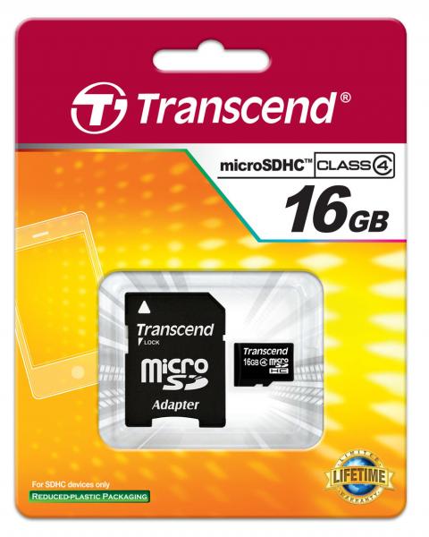 Transcend 16GB microSDHC Card Class 4 (SD 2.0)