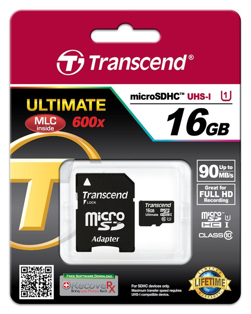 Transcend 16GB microSDHC Class 10 UHS-I 600x (Ultimate)