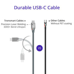 Tronsmart ATC5 Braided Nylon USB-C to USB-A Charging & Syncing Cable 3Ft x 1 - Grey