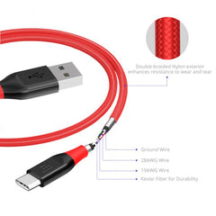 Tronsmart ATC5 Braided Nylon USB-C to USB-A Charging & Syncing Cable 3Ft x 1 - Red