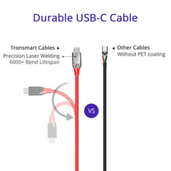 Tronsmart ATC5 Braided Nylon USB-C to USB-A Charging & Syncing Cable 3Ft x 1 - Red