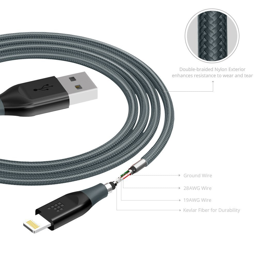 Buy Tronsmart LTA14 Double Braided Nylon Lightning Cable (4ft/1.2M) - Dark Grey from Vmart in Pakistan