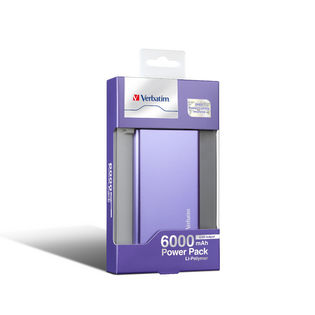 Verbatim 6000mAh Li-Polymer Power Pack Charger (Purple)