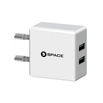 Space Dual Port USB Wall Charger WC-101 - White