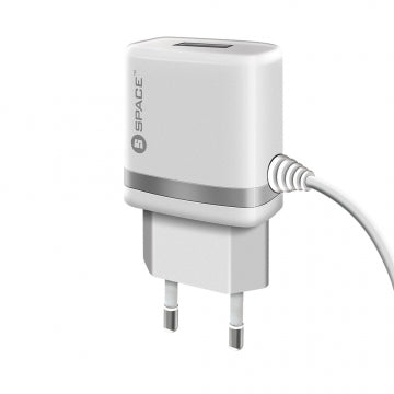 Space Micro USB Cable Wall Charger WC-105 - White