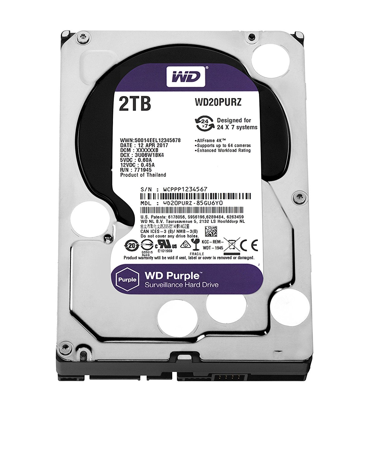 Western Digital Purple Surveillance Hard Drive - 2TB