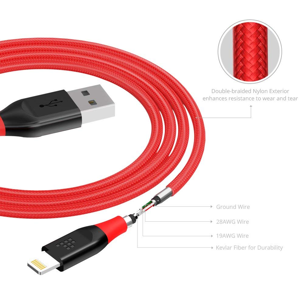 Buy Tronsmart LTA12 Double Braided Nylon Lightning Cable (4ft/1.2M) - Red/Black from Vmart in Pakistan