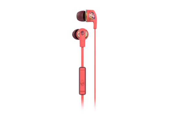 SkullCandy Dime Coral Floral Burgundy with Mic