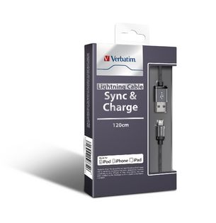 Verbatim Metallic Charge & Sync Lightning Cable (Apple Certified) - Space Grey