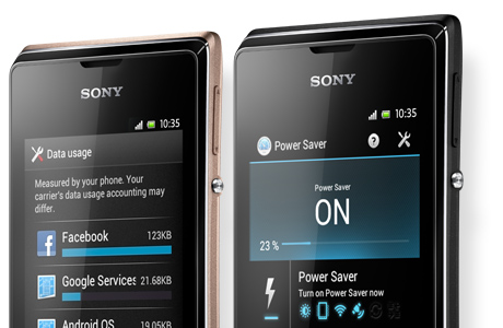 The Xperia E dual SIM mobile phone from Sony lets you stay on top of your data and battery usage.