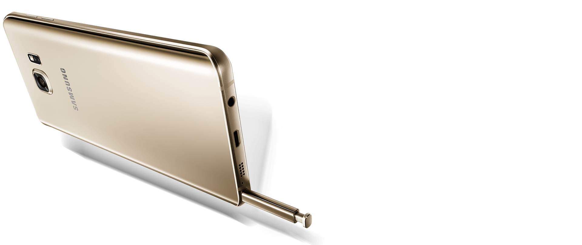 Back of gold platinum Galaxy Note5 and S Pen
