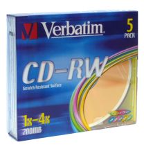 Verbatim CD-RW 4X Color 5pk