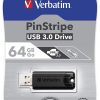 Verbatim PinStripe USB 3.0 Drive 64GB - Black