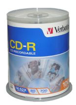 Verbatim CD-R 52X 100pk Spindle  (With free promo gift)