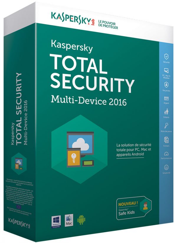 Kaspersky Total security 2016 for 3 PCS with DVD PACK