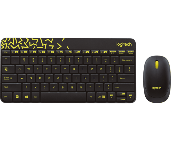 Logitech Wireless Mouse & Keyboard Combo MK240 - Black/Chartreuse Yellow