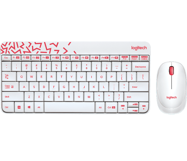 Logitech Wireless Mouse & Keyboard Combo MK240 - White/Vivid Red